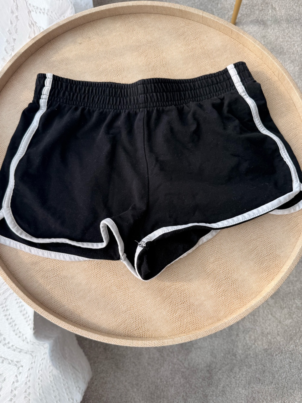 Kids Black Casual Athletic Shorts with White Trim